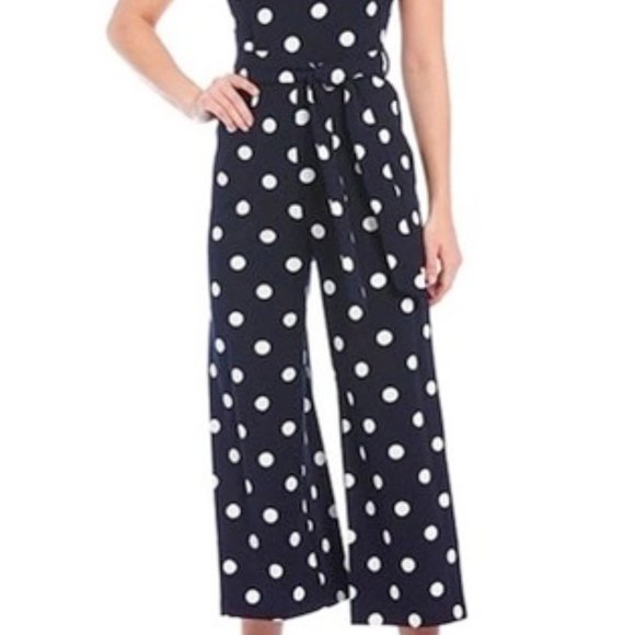 Karl Lagerfeld Blue Polka Dot Wide Leg Jumpsuit (BRAND NEW!) - Picture 2 of 2